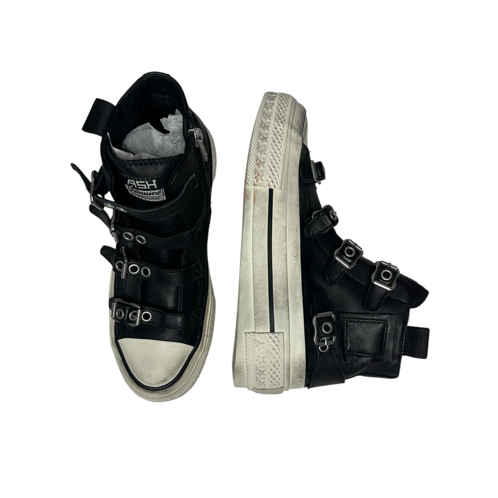 NEW Ash Rainbow Black Leather High Top Distressed Sneakers 36 - Picture 9 of 13